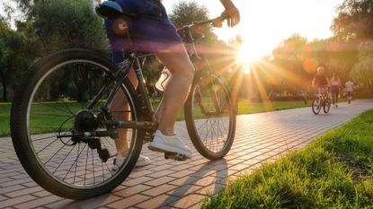 Photo of a man about to set out for a casual bike ride