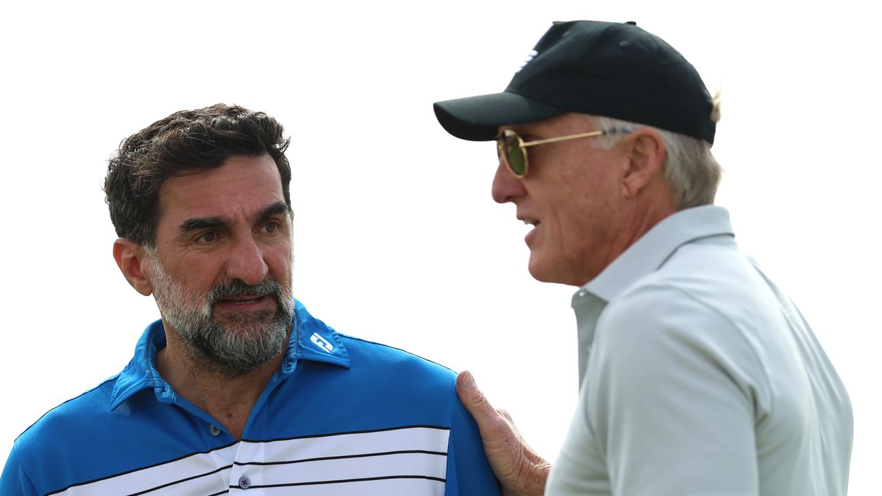 His Excellency Yasir Al-Rumayyan, president of the Arab Golf Federation and Greg Norman, CEO of LIV Golf