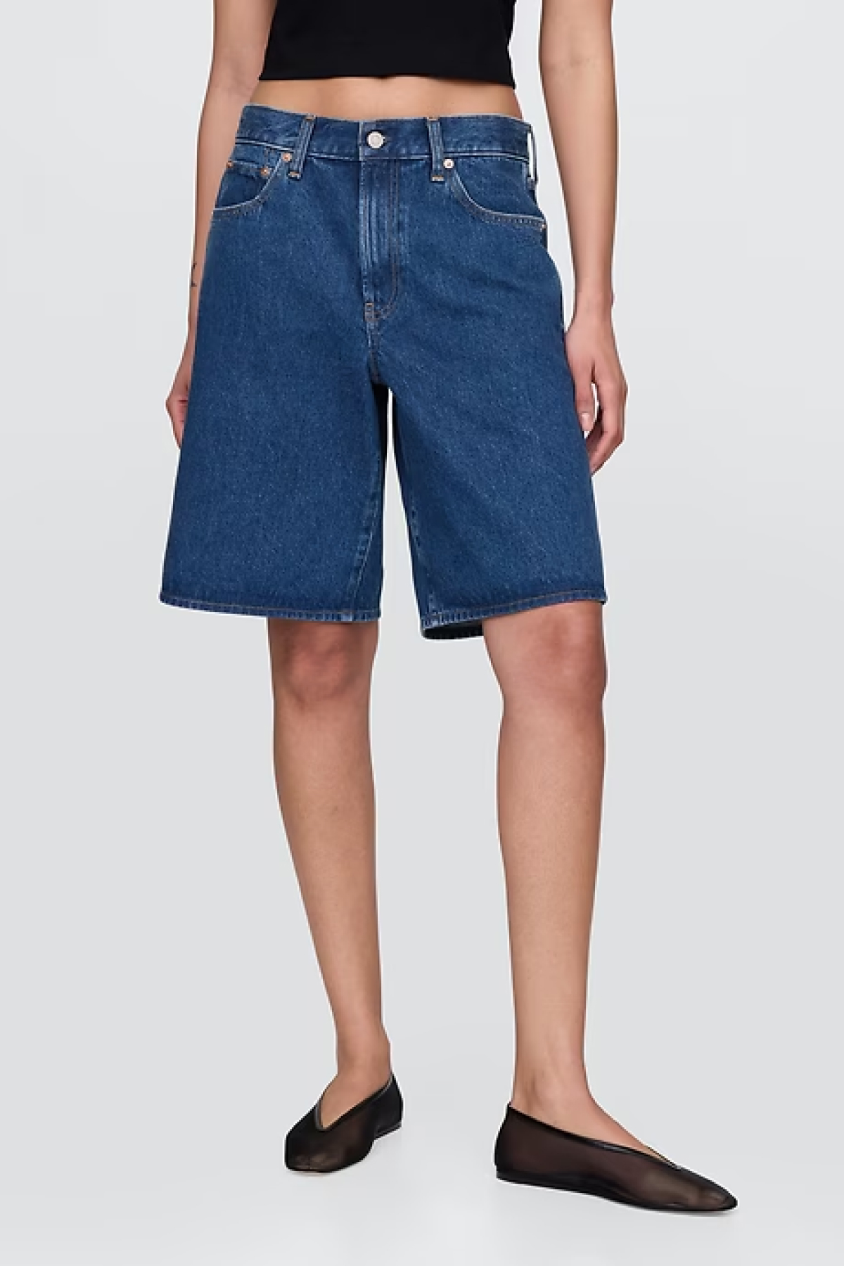 Gap, 11" Mid Rise Longline Denim Shorts