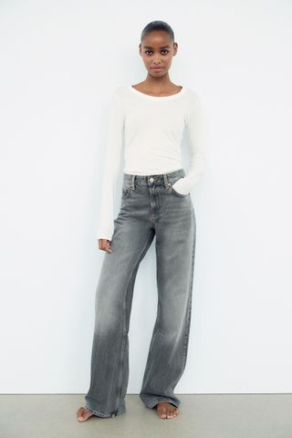 Trf Mid-Rise Wide Leg Jeans