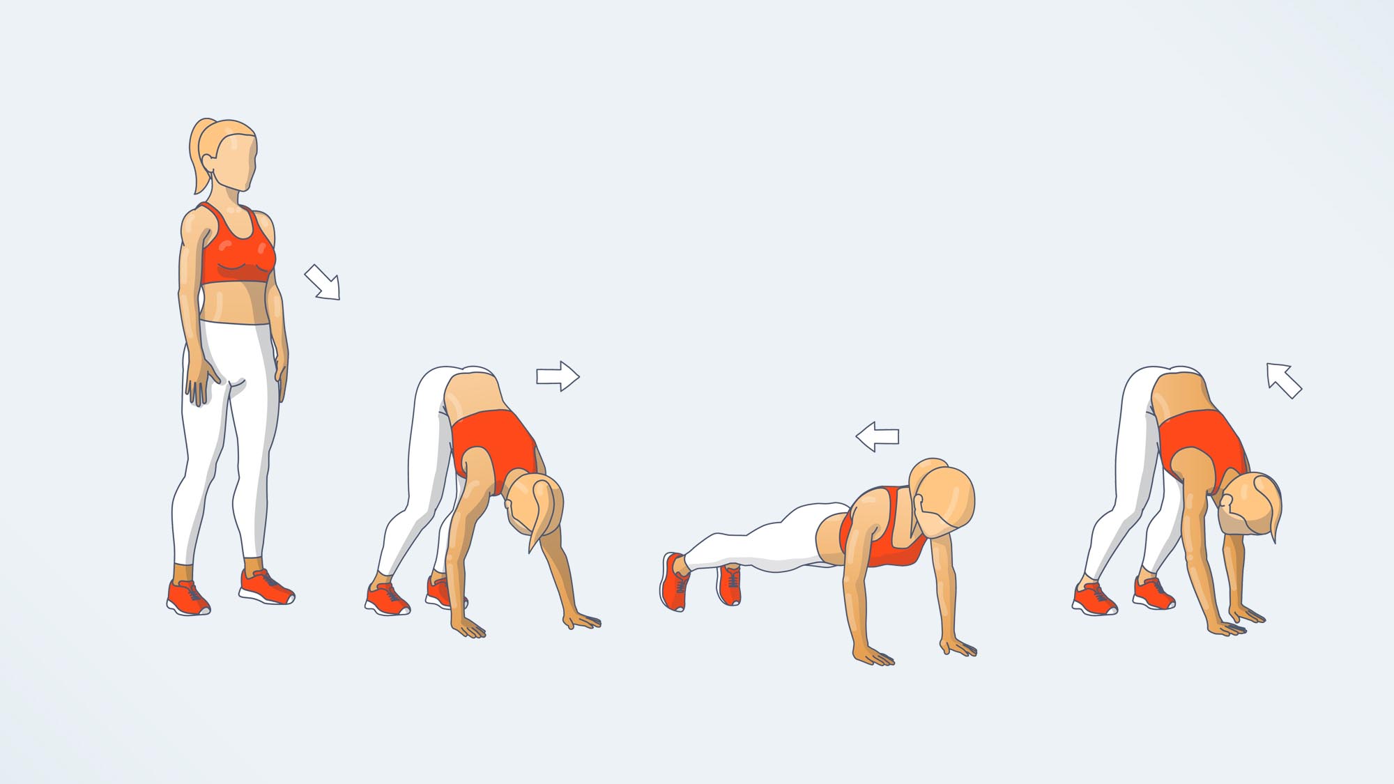 an illo of a woman doing the inchworm exercise