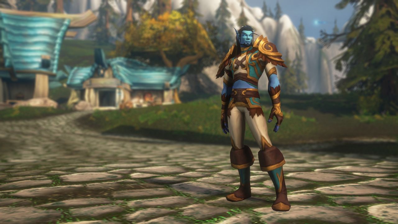 Customizing a Skyborne character in World of Warcraft: Forever, a tall race with blue skin