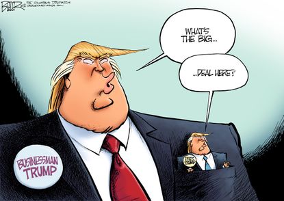 Political cartoon U.S. Donald Trump conflict of interest