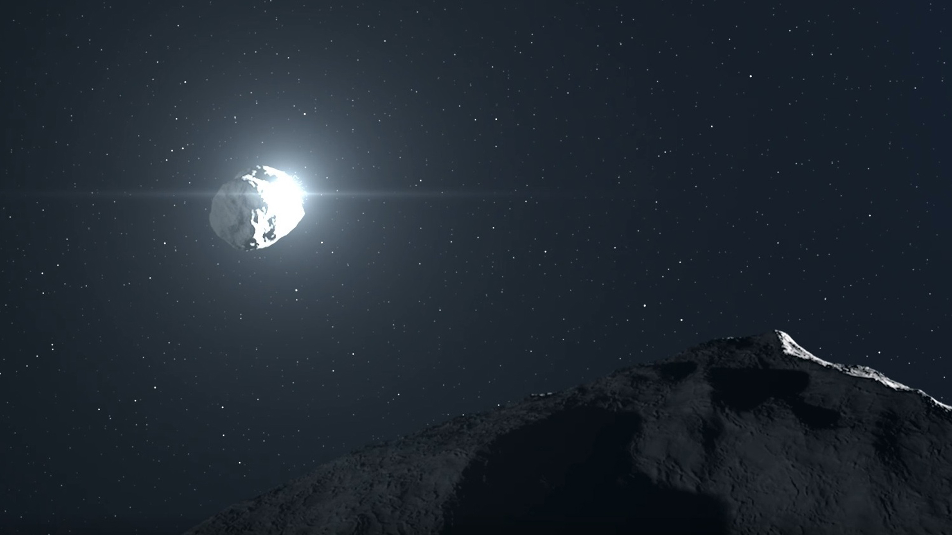 The Didymos/Dimorphus couple is the first binary asteroid visited by an artificial spacecraft.