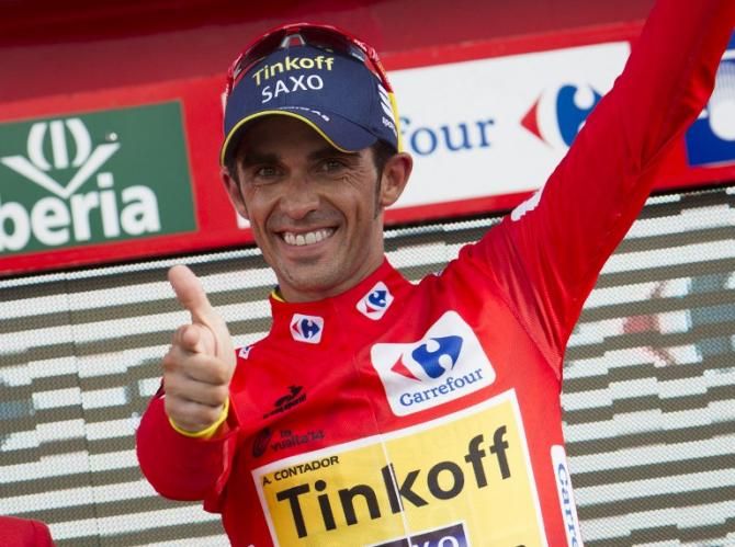 Alberto Contador (Tinkoff-Saxo) after winning at the Vuelta