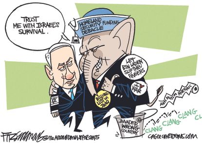 Political cartoon World Netanyahu Tea Party