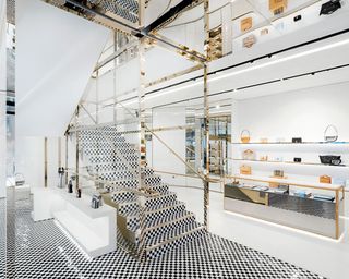 Burberry Sloane Street checkerboard staircase