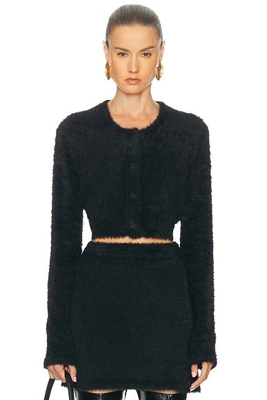 Cropped Eyelash Cardigan