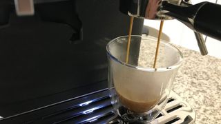 kitchenaid espresso machine pouring an espresso shot
