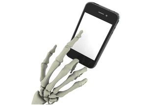 Skeleton with mobile phone