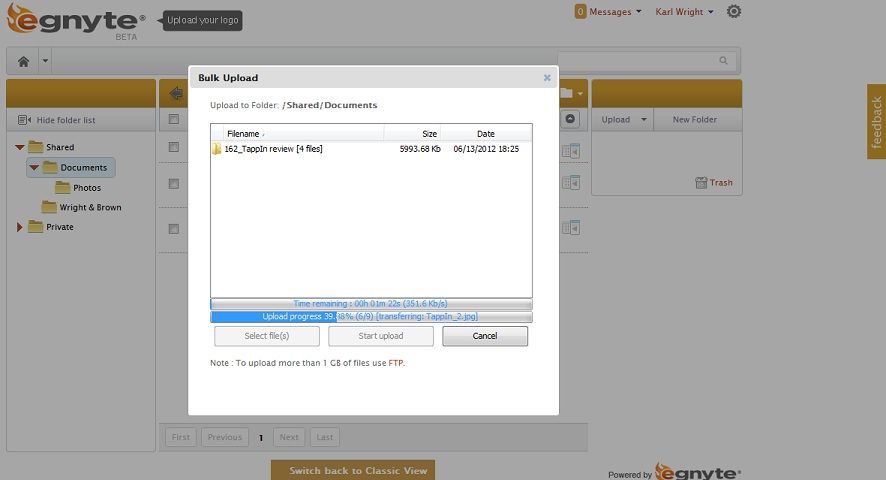 Egnyte - Uploading