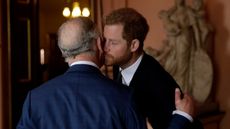 Prince Harry and Prince Charles, Prince of Wales arrive to attend the 'International Year of The Reef' 2018 meeting at Fishmongers Hall on February 14, 2018 in London, England. 