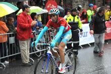 Vuelta leader Vincenzo Nibali (Astana) at the finish of the first Pyrenean stage