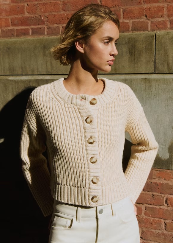 Sezane, Paolo Cardigan - Cream - Merino Wool - S&amp;eacute;zane