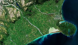 The Banks Peninsula on the South Island of New Zealand shows off its striking colors in this stunning image taken from space. This image was taken by the Copernicus Sentinel-2 mission, which is made up of two satellites that orbit our planet, scouring its surface collecting data and paying close attention to bodies of water and how they change over time.