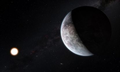 An artist's rendition of the new "super-Earth," planet HD85512b, which is about 36 light-years from Earth. 