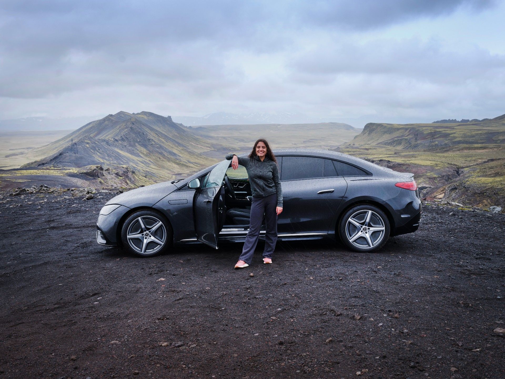 Gabrielle Ulubay with Mercedes EQE