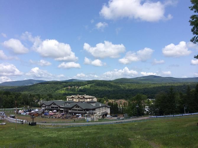 A look back down at Windham Mountain Resort, which is hosting the World Cup