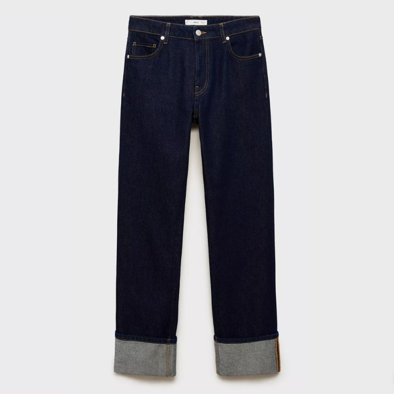 low rise, cuffed jeans