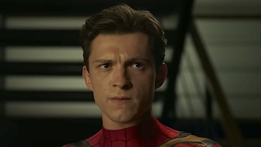 Tom Holland looking determined playing Peter Parker in Spider-Man: No Way Home