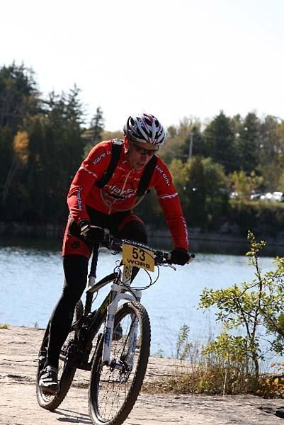 Sheboygan racer Tristan Schouten (Planet Bike / GT) races along the quarry at WORS Wigwam MTB Challenge. Schouten finished second at Sheboygan.