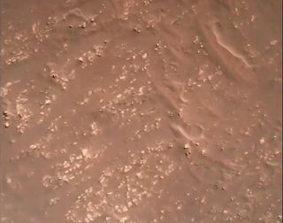 NASA's Perseverance rover captured this view from its entry, descent and landing camera system as it descended to the surface of Mars on Feb. 18, 2021.