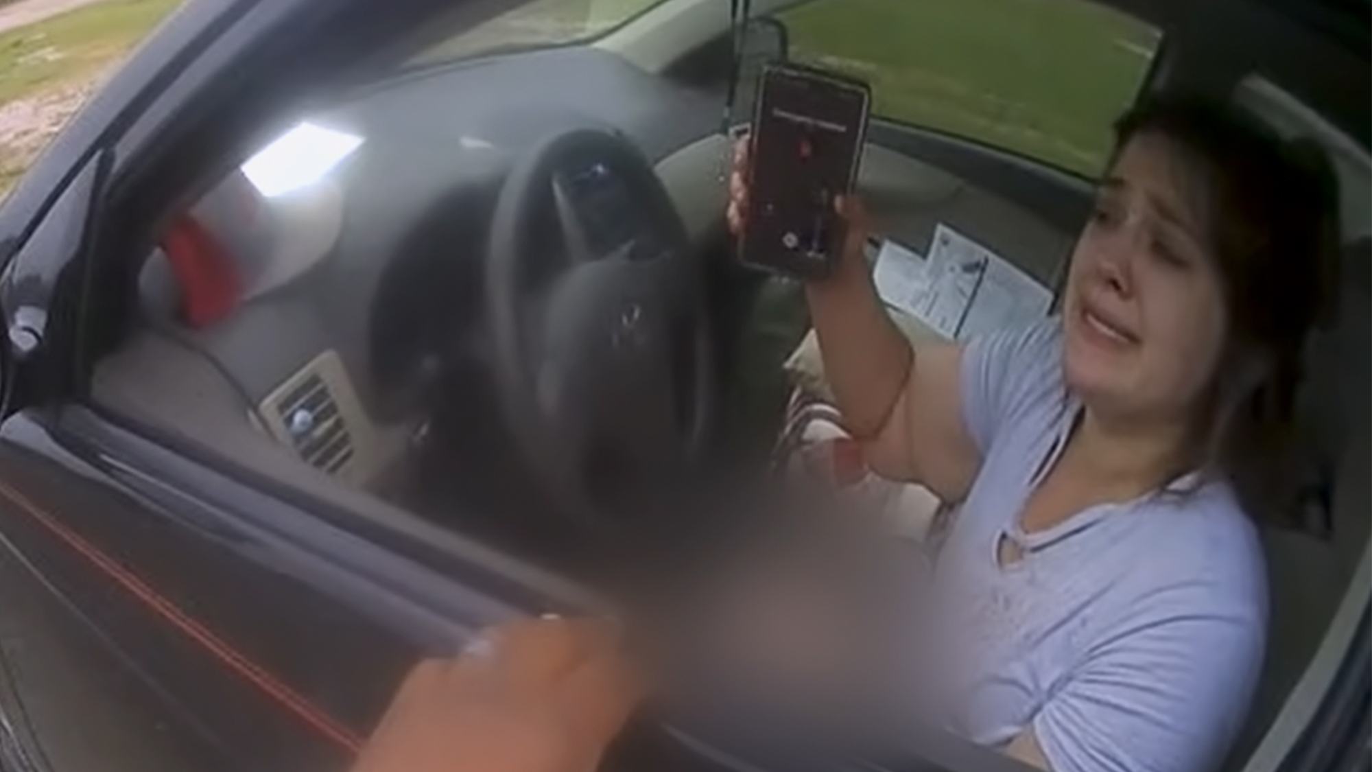 Bodycam footage of Taylor Parker getting pulled over after committing her crime