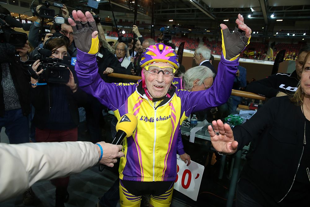 Robert Marchand before his attempt to break the 105+ world cycling hour record.
