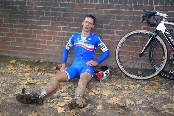 Luca Braidot (Italy) recovers after the U23 race.