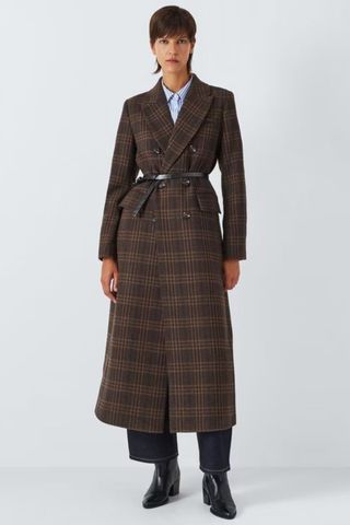 John LewisDouble Breasted Wool Blend Check Coat