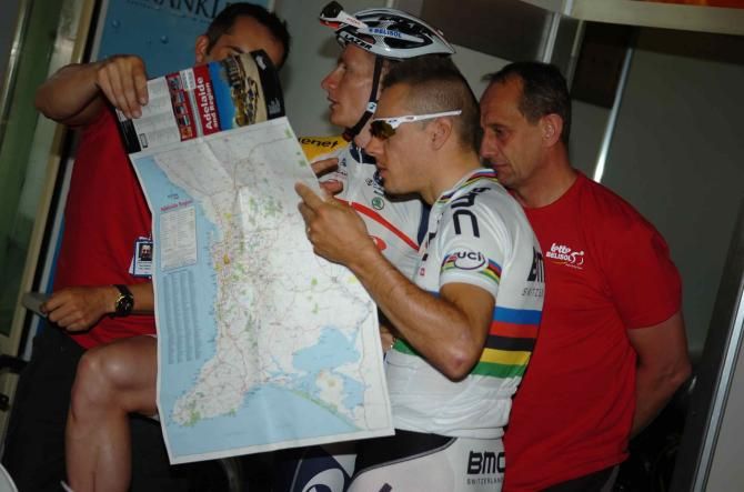 Gilbert checks out the route for the day's training ride