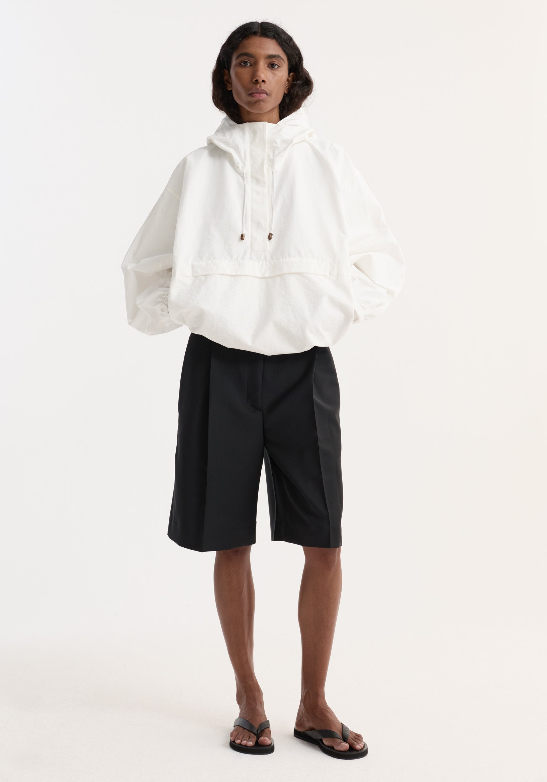 Textured Cotton-Blend Anorak | Optic White