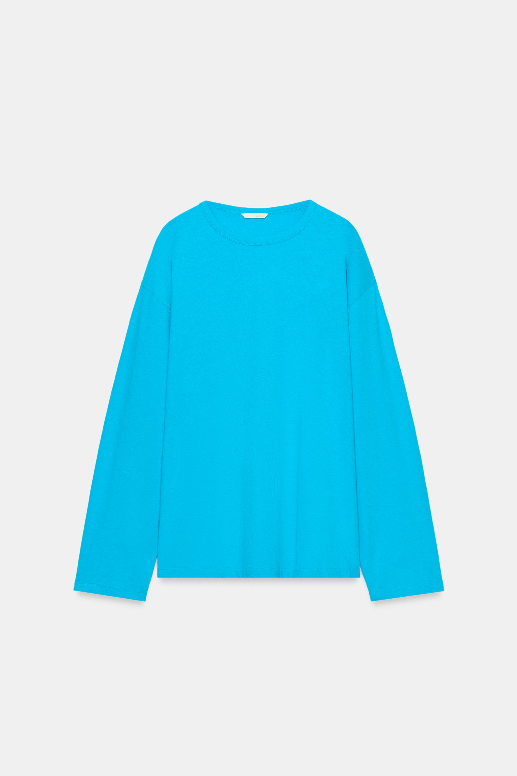 Cotton and Linen T-Shirt - Electric Blue - Xs