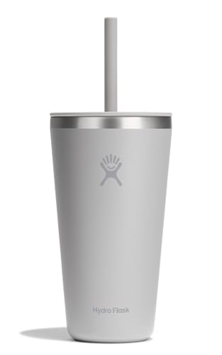 Hydro Flask All Around Tumbler Straw Lid, Insulated Travel Mug, Stainless Steel Coffee Cup 28 Oz Tonal Birch