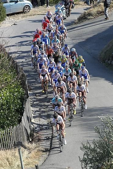 The peloton in action during the Boucles du Sud Ardeche.