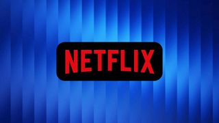 Netflix logo on blue striped background