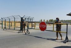 A checkpoint at the Uzbekistan-Afghanistan border.