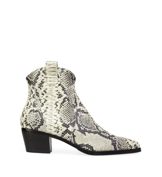 Palila Monochrome Snake Print Leather Ankle Boots