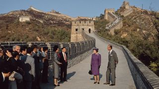 Queen Elizabeth II and Prince Philip visit the Great Wall of China, 14th October 1986.