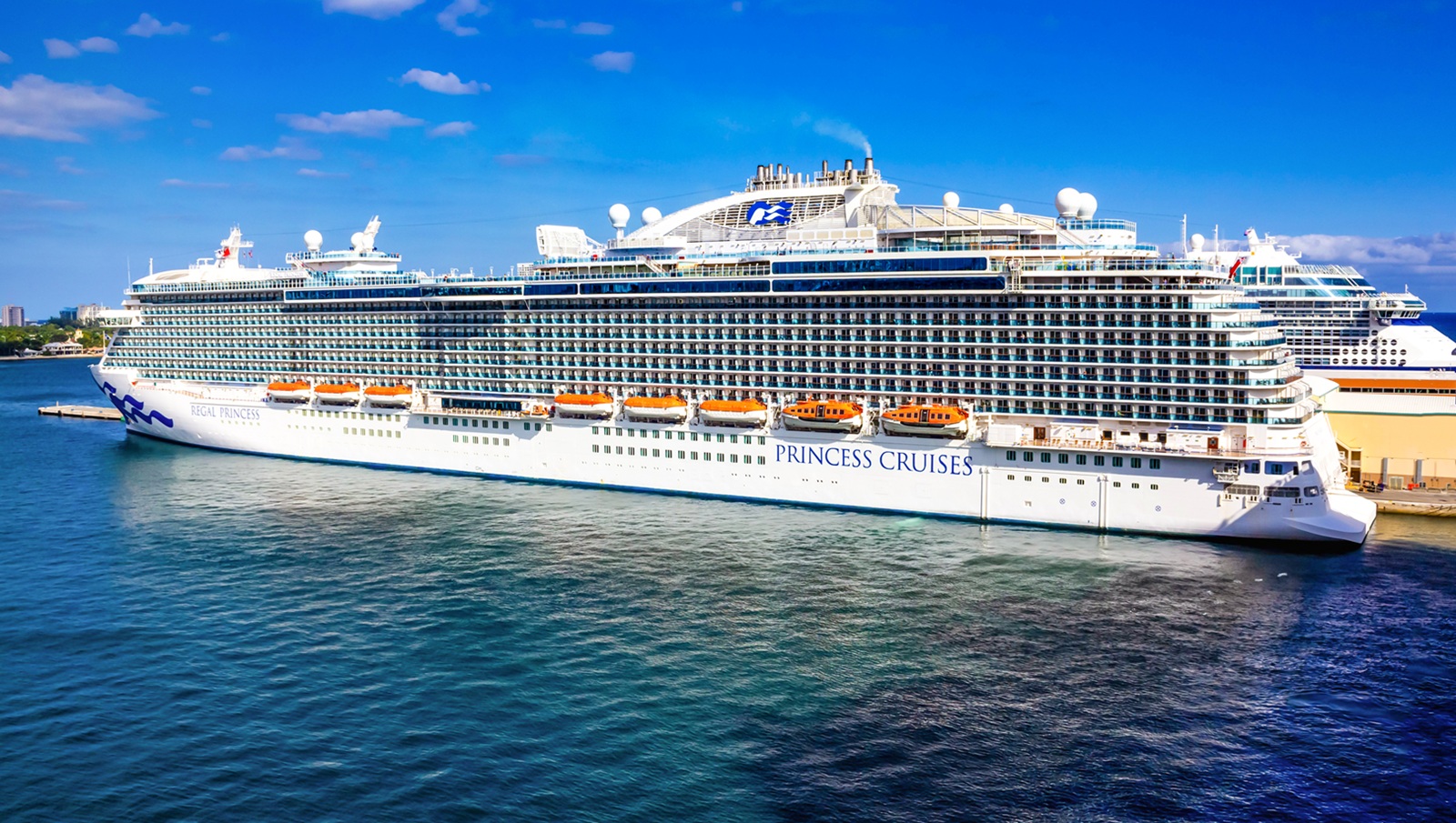 Fort Lauderdale - December 1, 2019: Regal Princess cruise ship docked at seaport Port Everglades at Fort Lauderdale, Florida