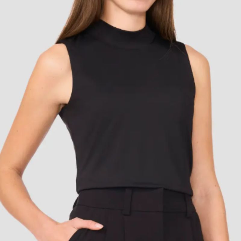 mock neck black top