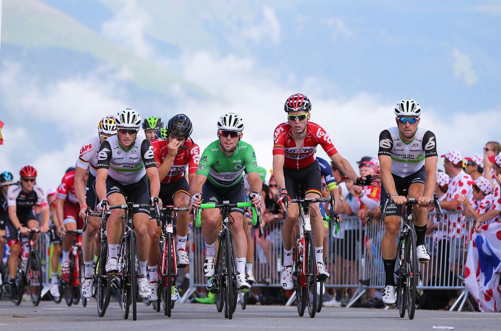 Mark Renshaw, far left, during the 2016 Tour