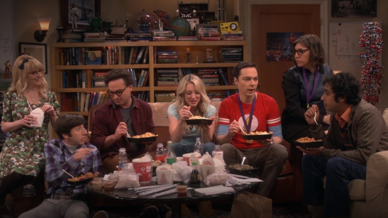 Big Bang Theory Cast eating together in final moments of series finale