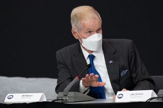 NASA Administrator Bill Nelson speaks during a meeting of the National Space Council, on Dec. 1, 2021, at the United States Institute of Peace in Washington. 