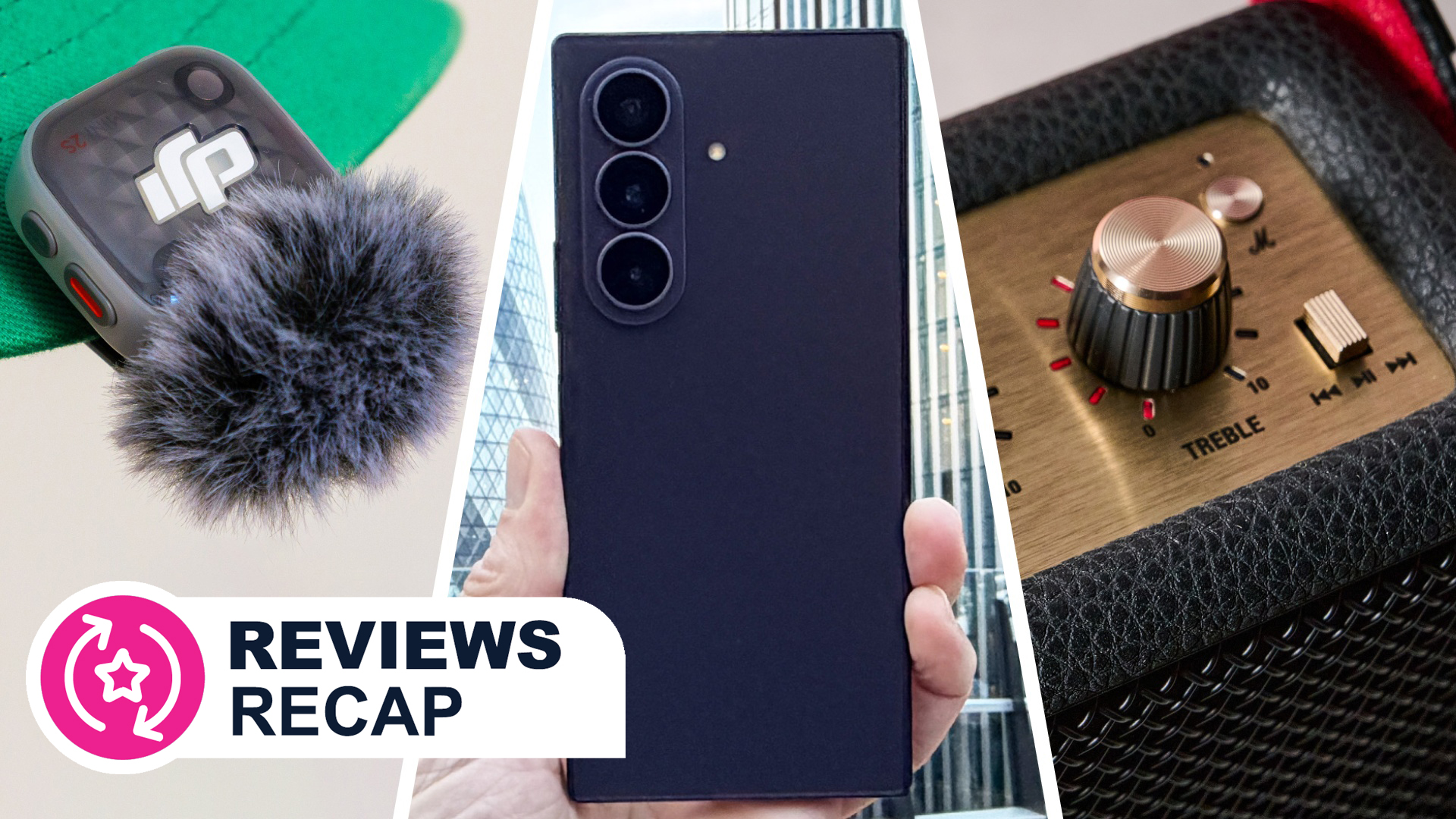 DJI mic, Xiaomi phone and Marshall speaker in the hands of reviewers