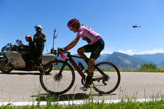 ALDENO ITALY JULY 08 Annemiek Van Vleuten of Netherlands and Movistar Team Pink Leader Jersey competes in the breakaway during the 33rd Giro dItalia Donne 2022 Stage 8 a 1047km stage from Rovereto to Aldeno GiroDonne UCIWWT on July 08 2022 in Aldeno Italy Photo by Dario BelingheriGetty Images
