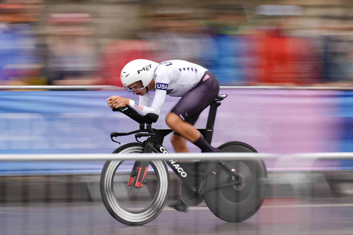 Brandon McNulty took a strong fifth place for the USA in the time trial