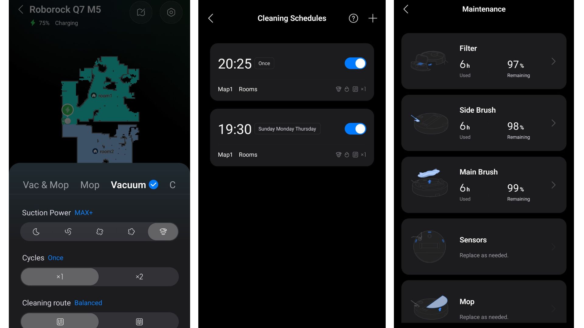 Roborock Q7 M5 maps screenshot