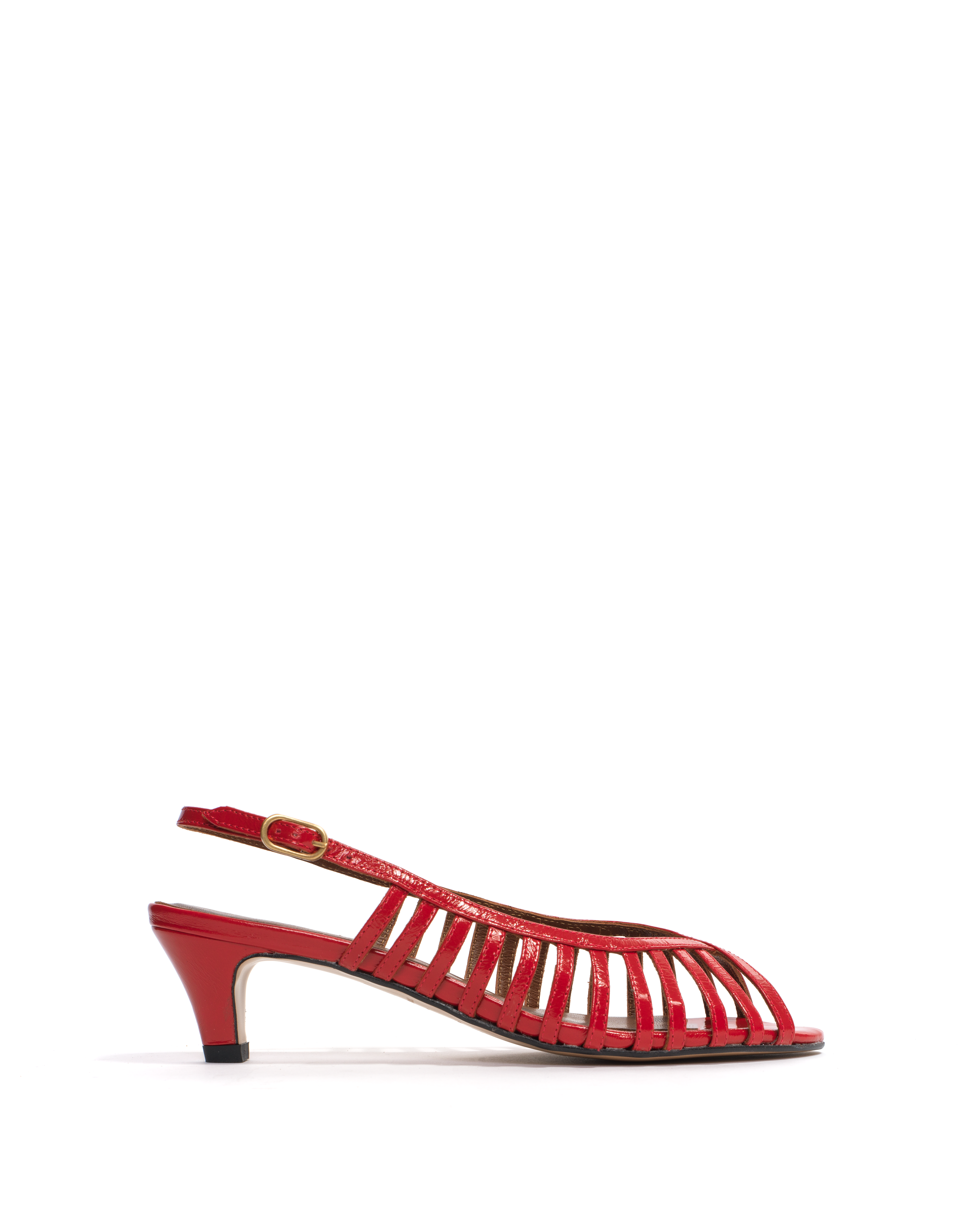 Carminho 40 Stiletto Crinkled Polished Goat Scarlet