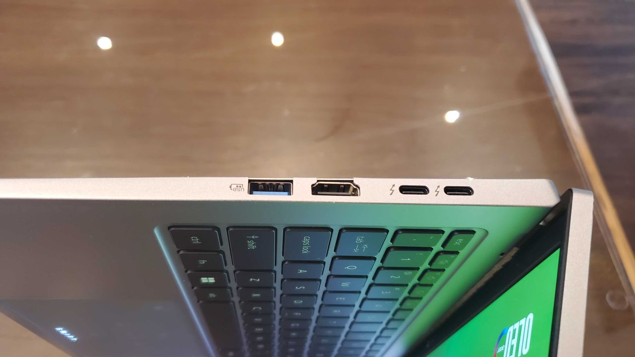silver laptop